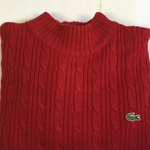 LACOSTE Unisex Mock Neck Cable Knit Sweater Sz. 2XL